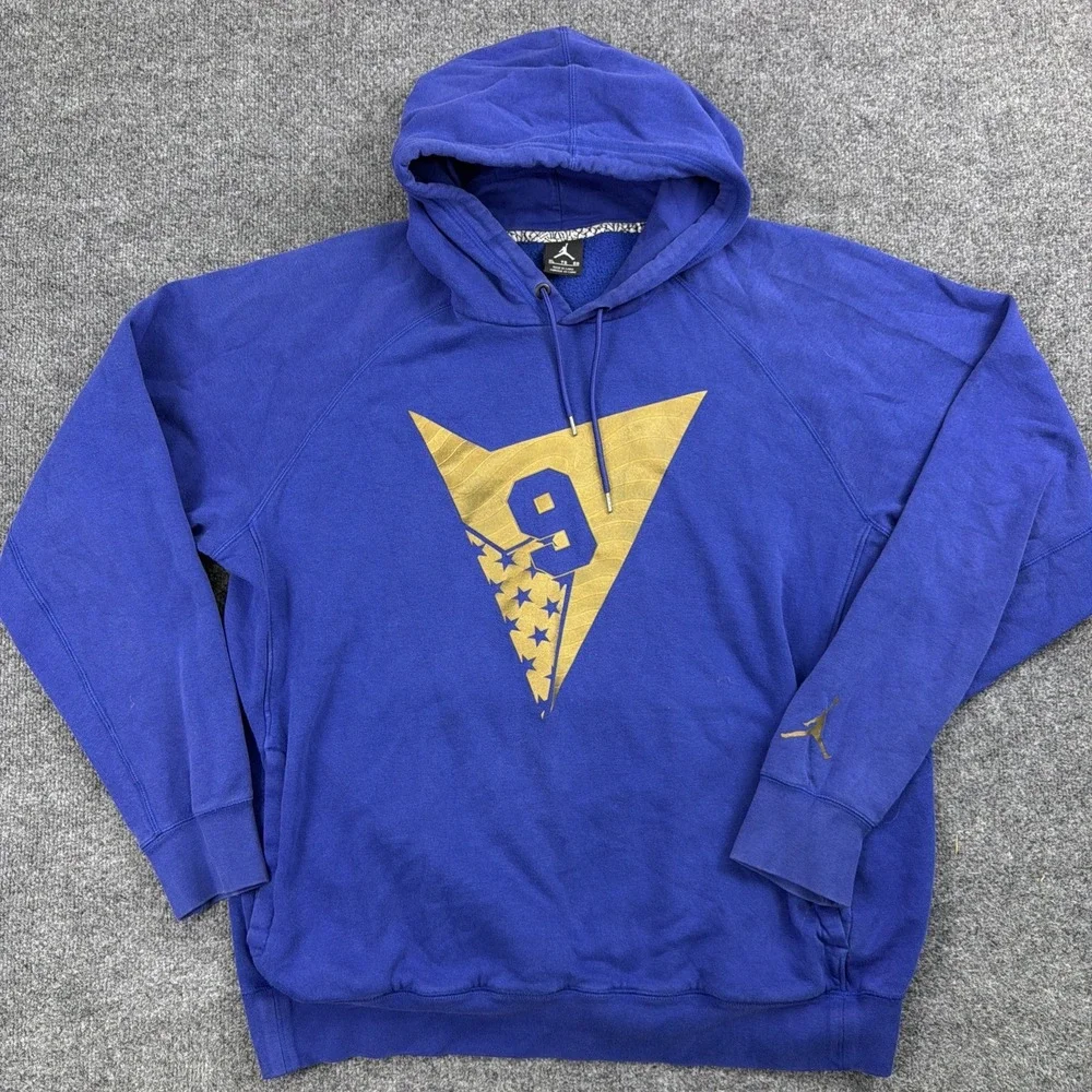 Nike Mens Air Jordan VII 7 Retro Pull Over Hoodie Sweatshirt Olympic Blue XL‎